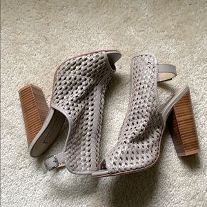 Wedge-heel, open toe booties
